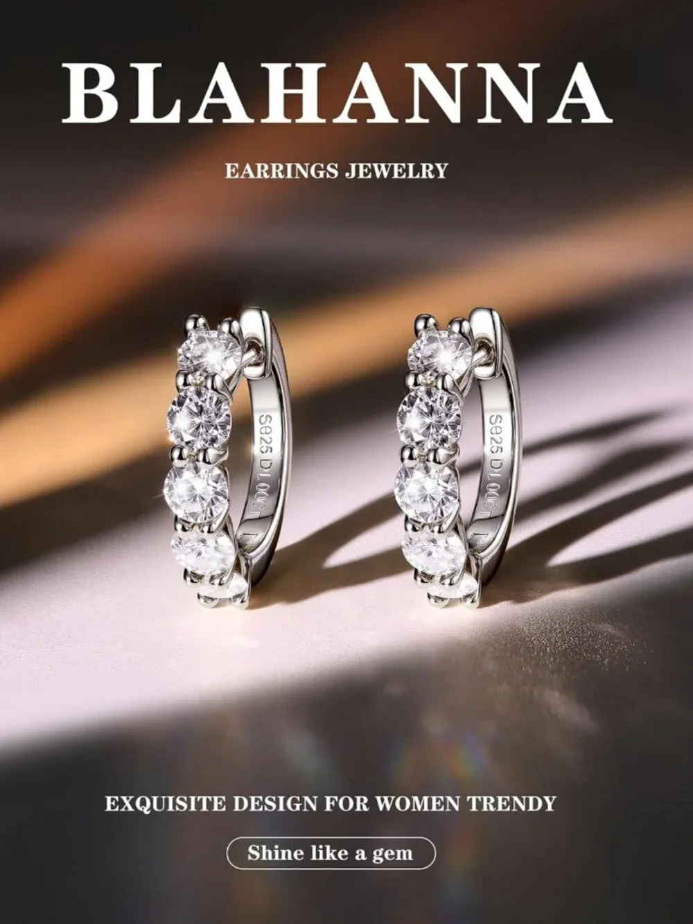 Elegant Moissanite Hoop Earrings in S925 Sterling Silver - Unisex Huggie Style